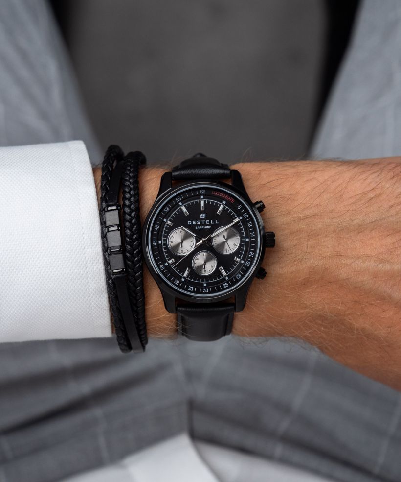 Годинник Чоловічий DESTELL Circinus Full Black Chrono Sapphire Gift Set