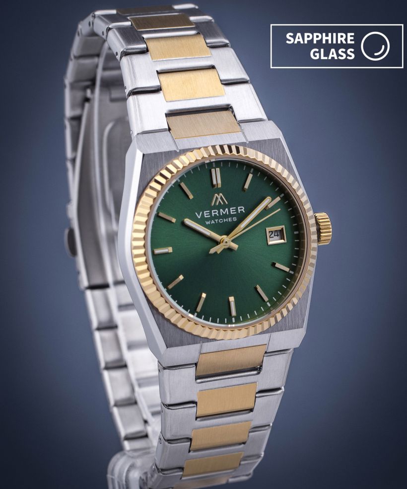Годинник Жіночий VERMER Caspian Lady Green Silver-Gold Steel