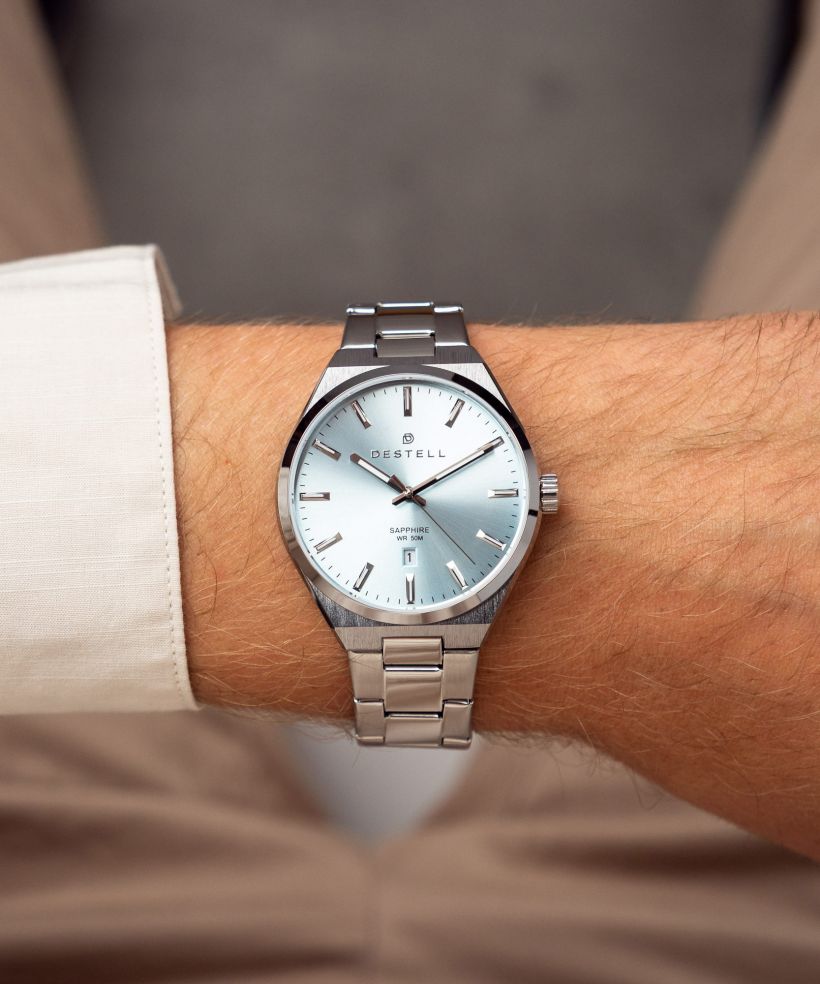 Годинник Чоловічий DESTELL Aries Ice Blue Silver Steel Sapphire