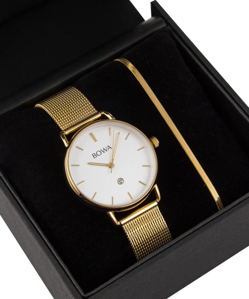 BOWA Milan White-Gold Mesh 34 Gift Set (годинник + браслет)