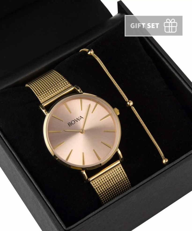 BOWA New York Pink-Gold Mesh 38 Gift Set (годинник + браслет)