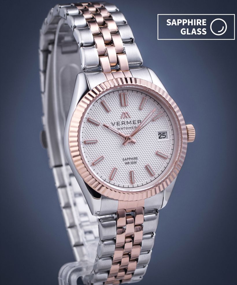 Годинник Жіночий VERMER Ionian Lady White Silver-Rose Gold Steel