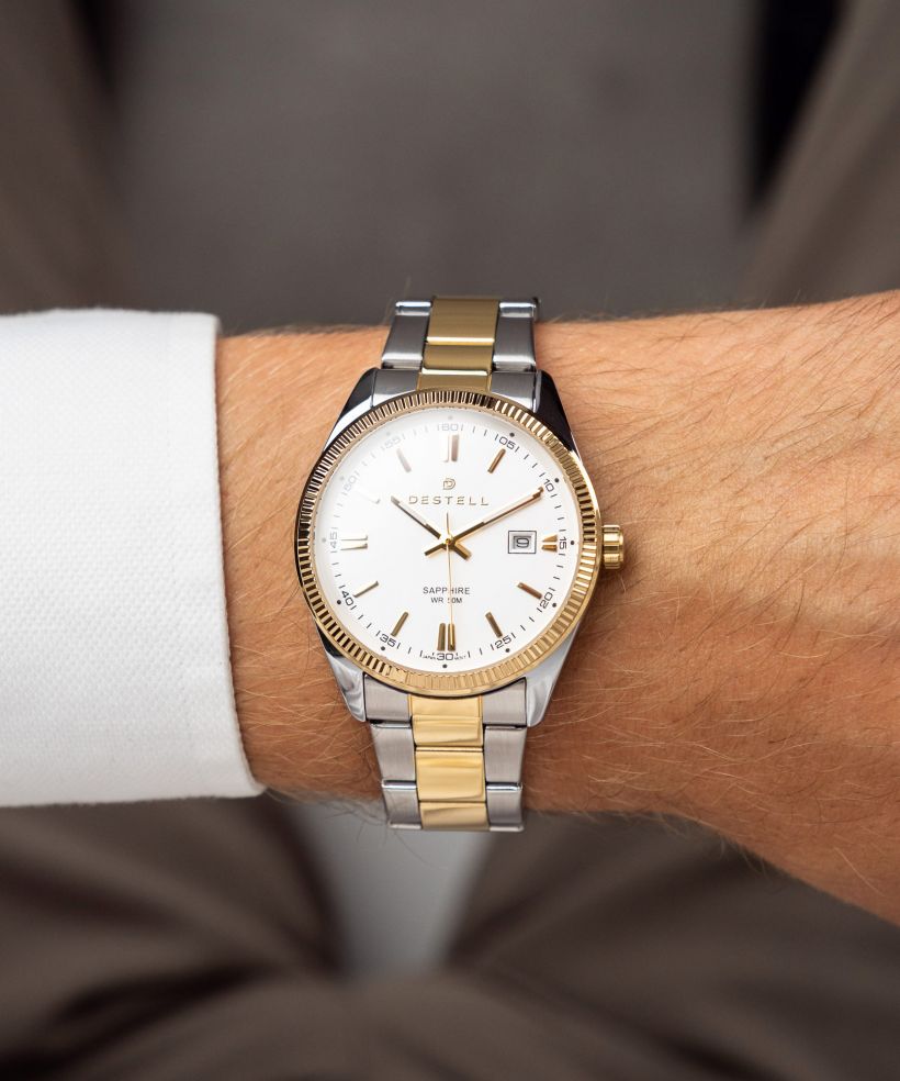 Годинник Чоловічий DESTELL Loup White Silver-Gold Steel Sapphire