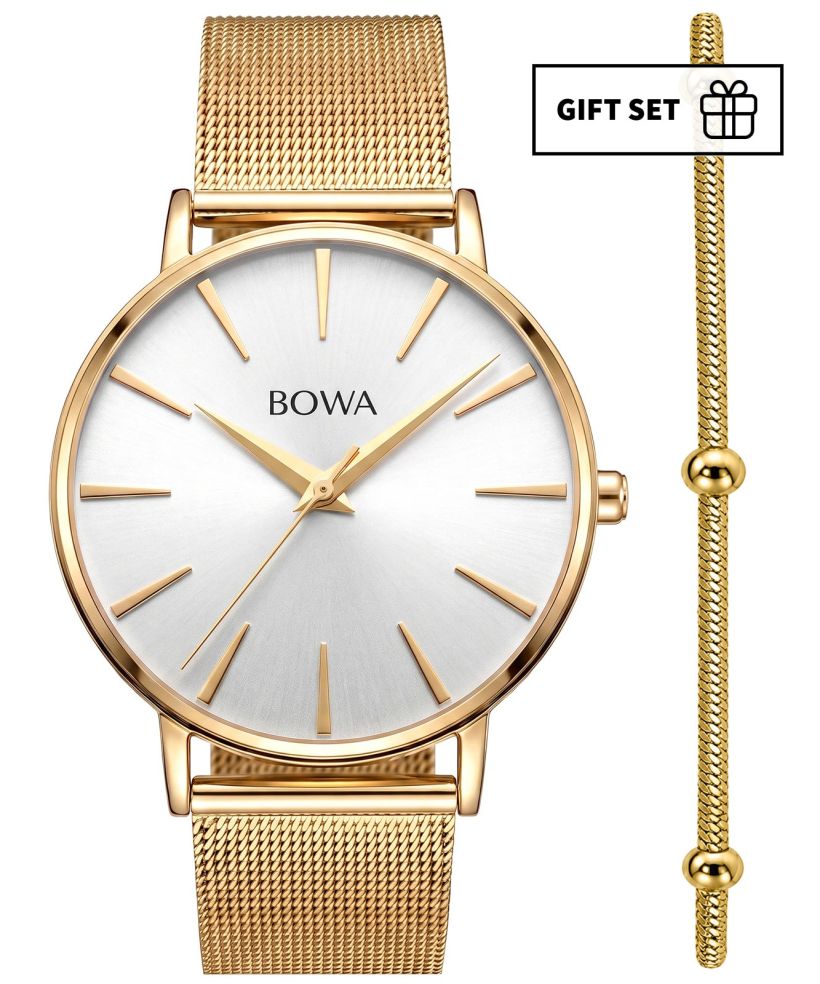 BOWA Praha Silver-Gold Mesh 38 Gift Set (годинник + браслет)