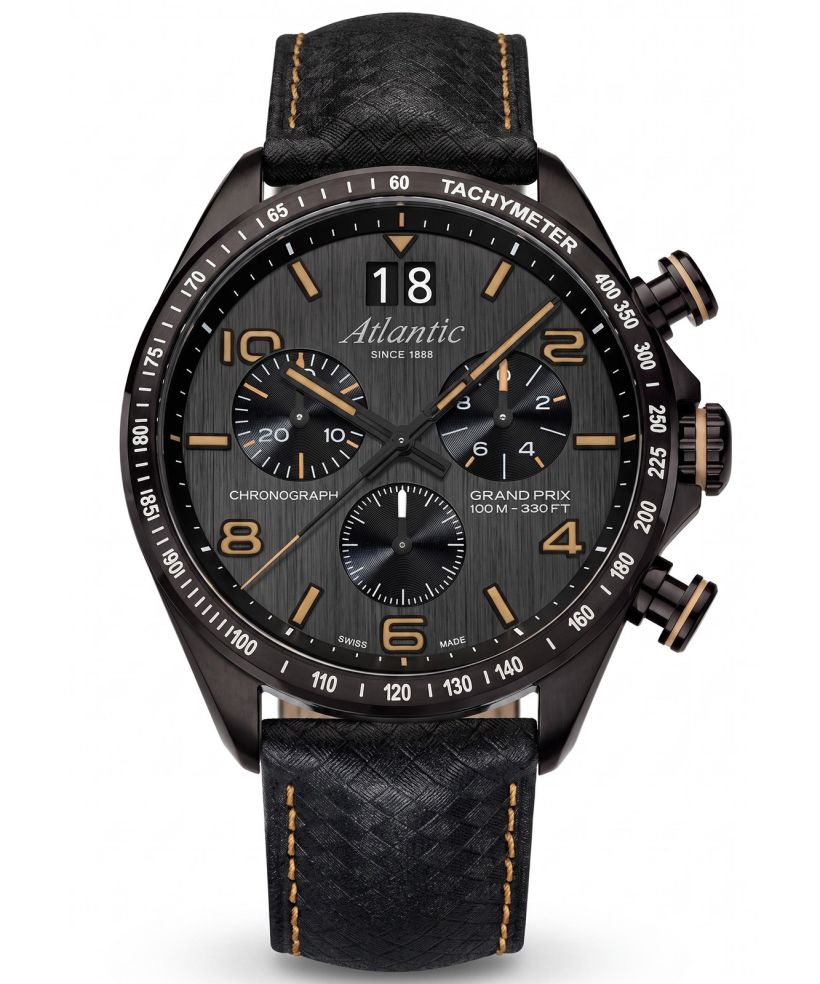 Годинник Чоловічий Atlantic Grand Prix Black DLC Chronograph