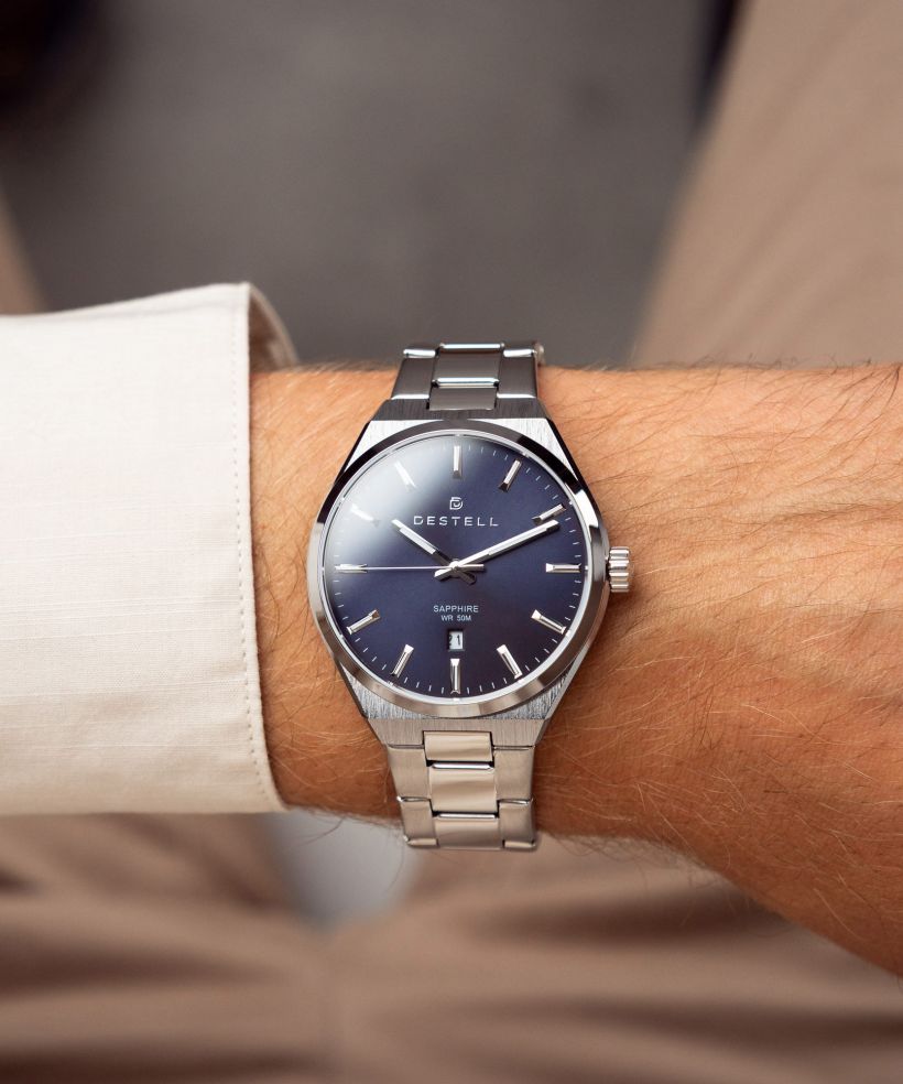 Годинник Чоловічий DESTELL Aries Navy Blue Silver Steel Sapphire