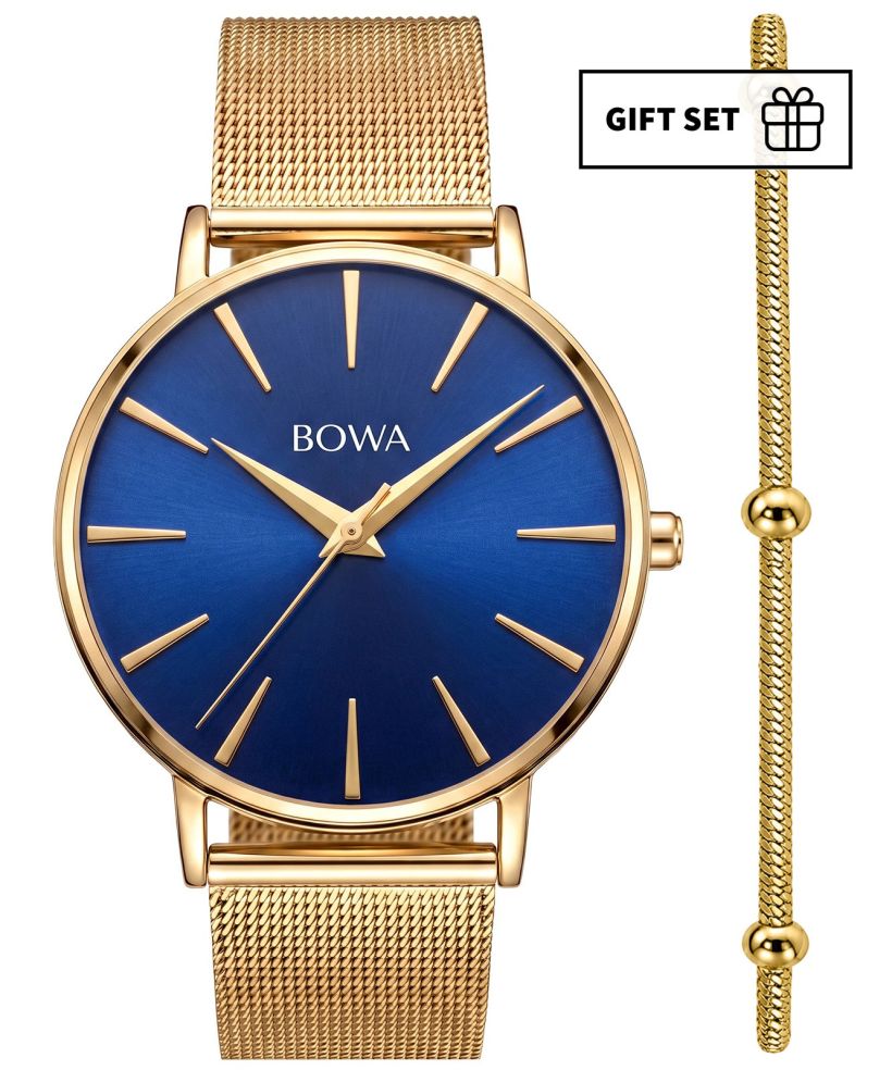 Годинник Жіночий BOWA Praha Navy Blue-Gold Mesh 38 Gift Set