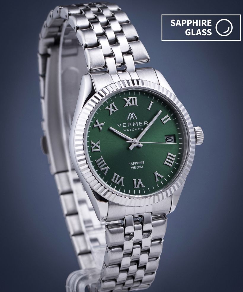 Годинник Жіночий VERMER Aegean Lady Green Silver Steel