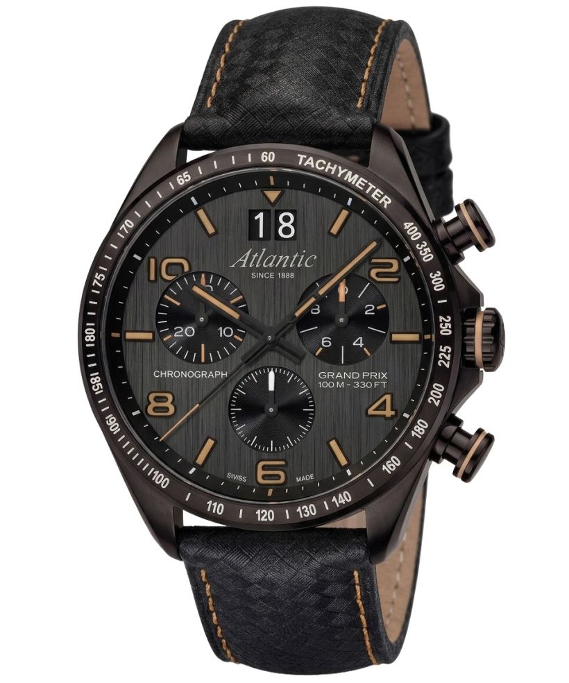 Годинник Чоловічий Atlantic Grand Prix Black DLC Chronograph