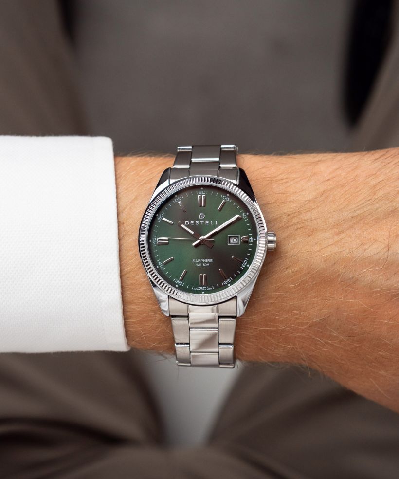 Годинник Чоловічий DESTELL Loup Green Silver Steel Sapphire