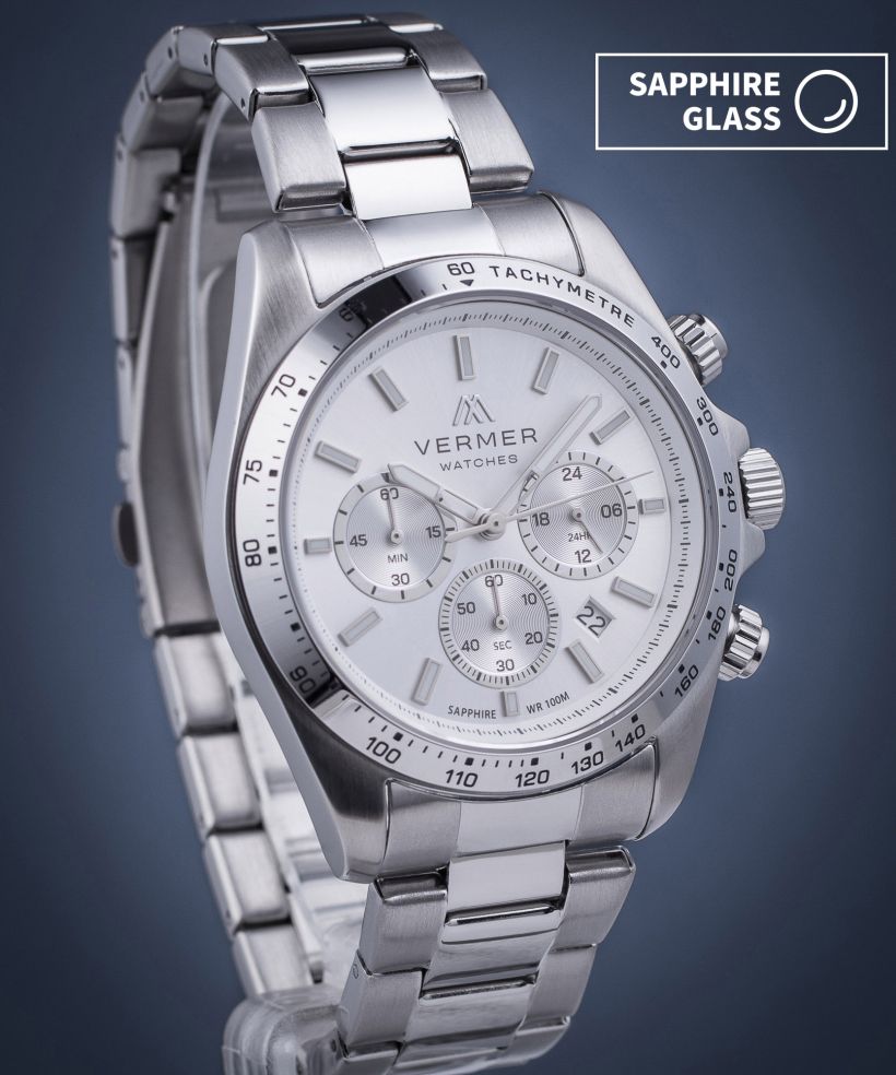 Годинник Чоловічий VERMER Tasman Full Silver Steel Chrono