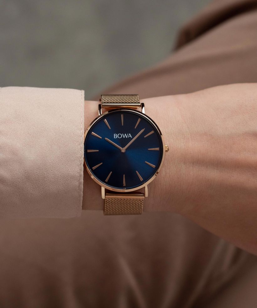 Годинник Жіночий BOWA New York Navy Blue Rose-Gold Mesh 38