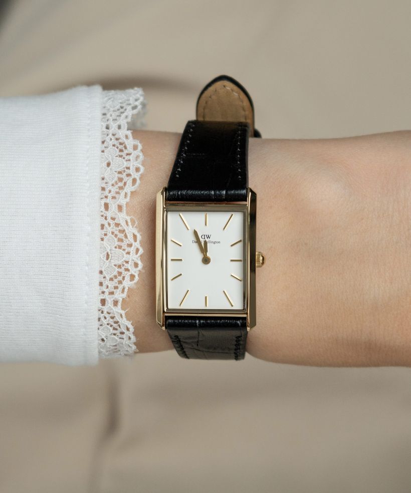 Годинник Жіночий Daniel Wellington Bound Black Crocodile Gold 22