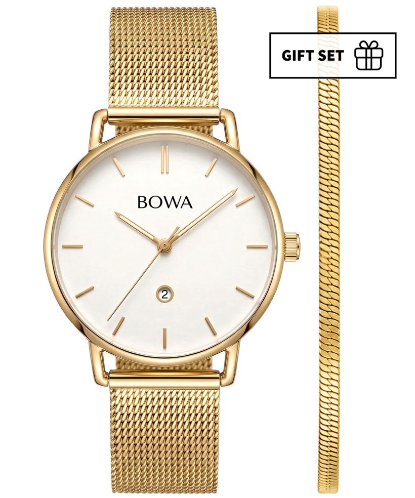 BOWA Milan White-Gold Mesh 34 Gift Set (годинник + браслет)