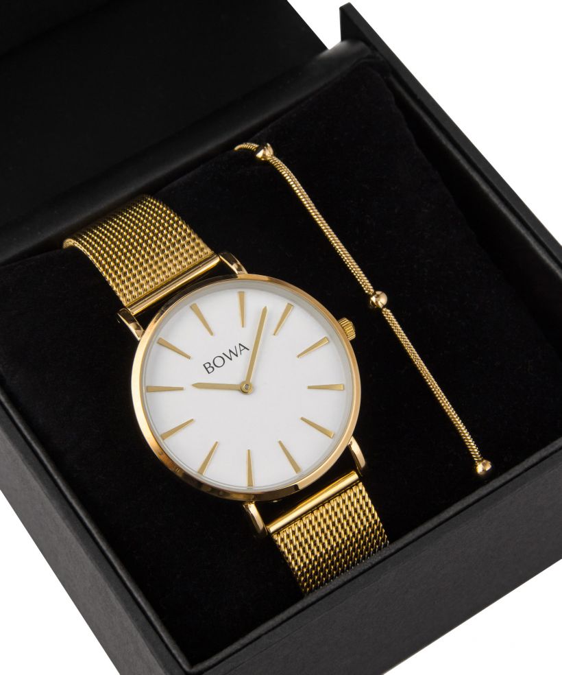 BOWA New York White-Gold Mesh 38 Gift Set (годинник + браслет)