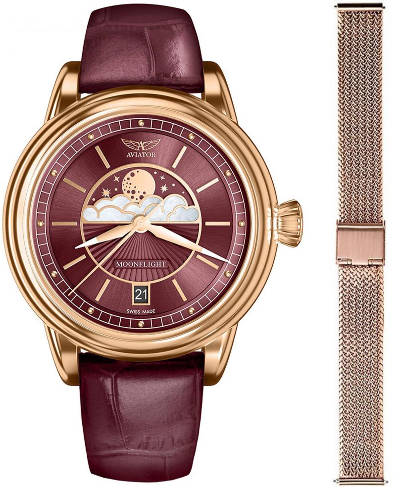 Годинник Жіночий Aviator Douglas Moonflight + bransoleta Morellato
