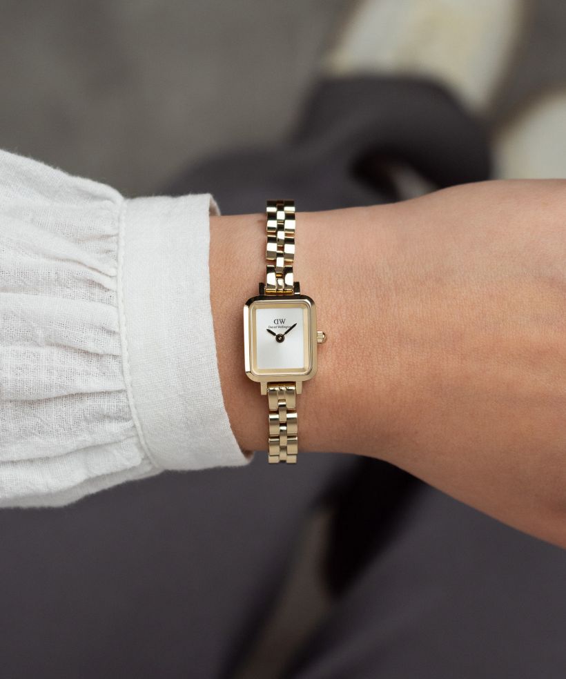 Годинник Жіночий Daniel Wellington Quadro Mini Arch 3-link White Sunray Gold