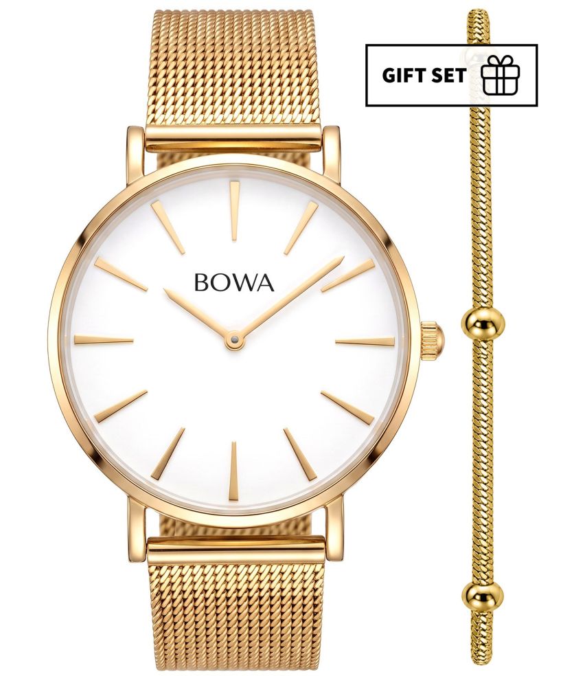 BOWA New York White-Gold Mesh 38 Gift Set (годинник + браслет)