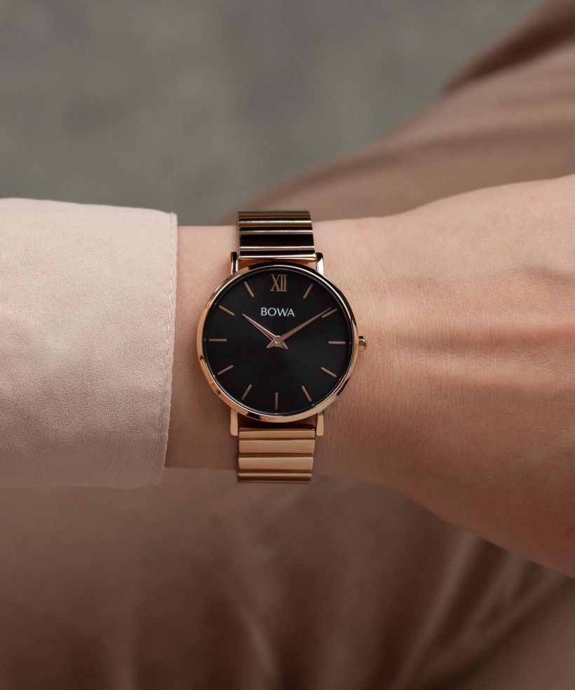 Годинник Жіночий BOWA London Black Rose-Gold Steel 33