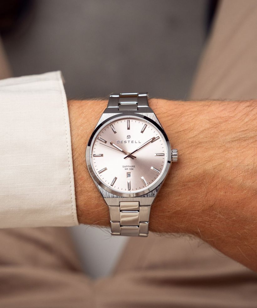 Годинник Чоловічий DESTELL Aries Pink Silver Steel Sapphire