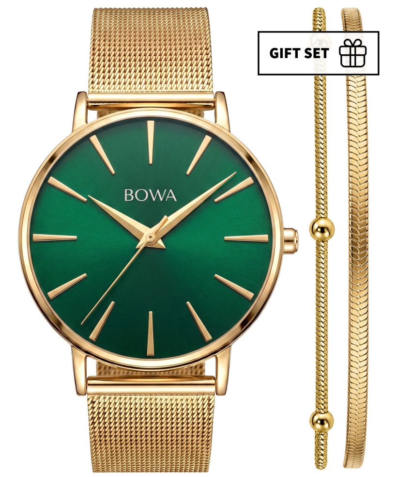 BOWA Praha Green-Gold Mesh 38 Gift Set (годинник + браслет)
