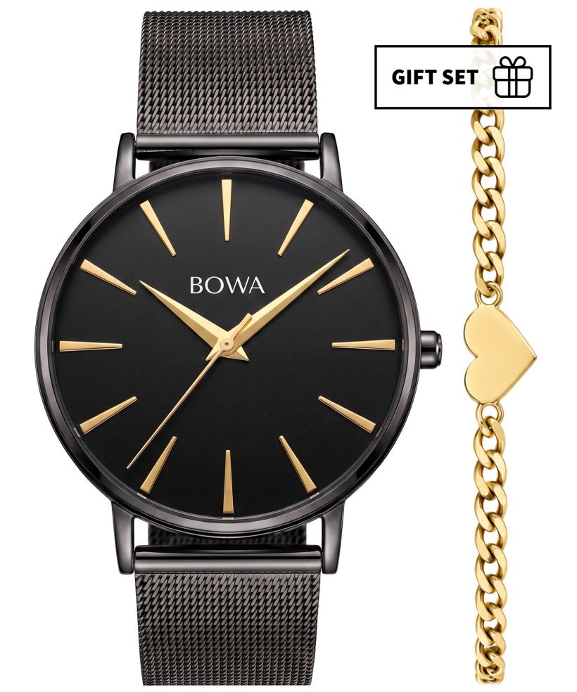 Годинник Жіночий BOWA Praha Black-Gold Mesh 38 Gift Set