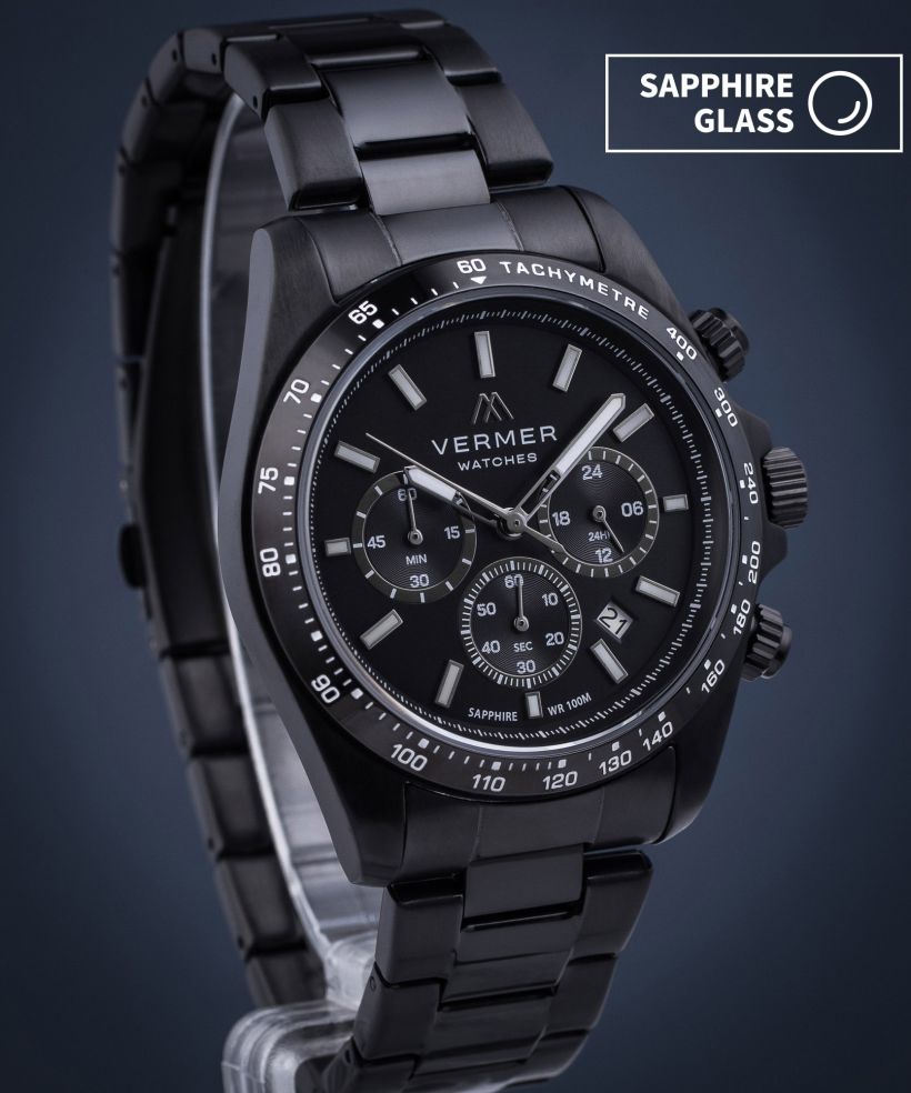 Годинник Чоловічий VERMER Tasman Full Black Steel Chrono