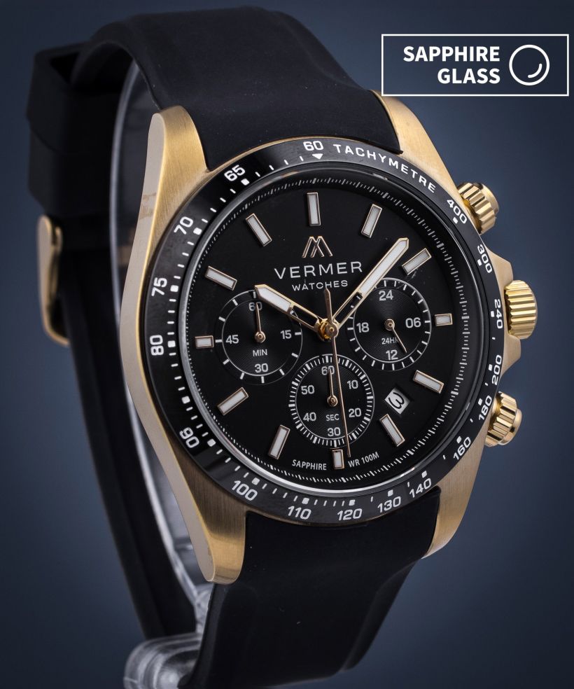 Годинник Чоловічий VERMER Tasman Black Gold Rubber Chrono