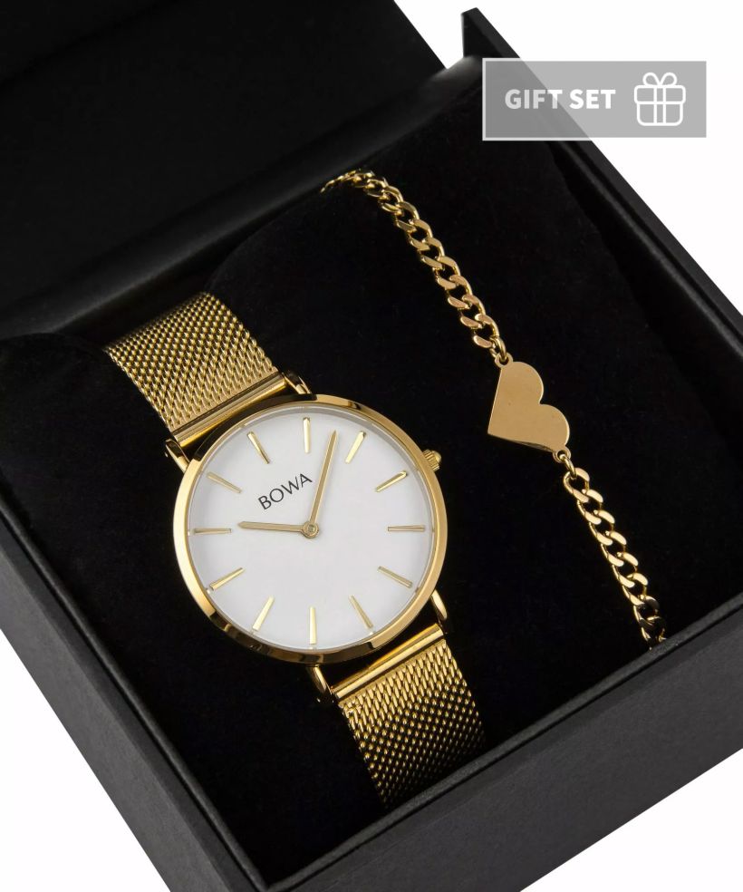 BOWA New York Petite White-Gold Mesh 34 Gift Set (годинник + браслет)