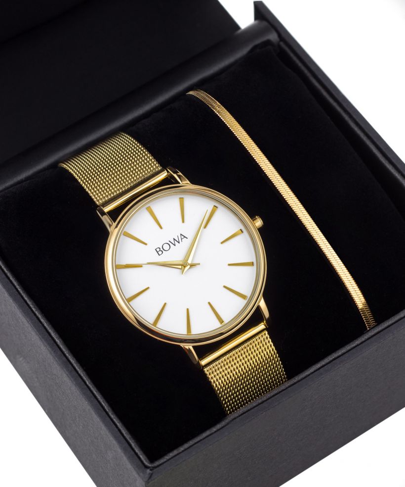 Годинник Жіночий BOWA Praha White-Gold Mesh 38 Gift Set