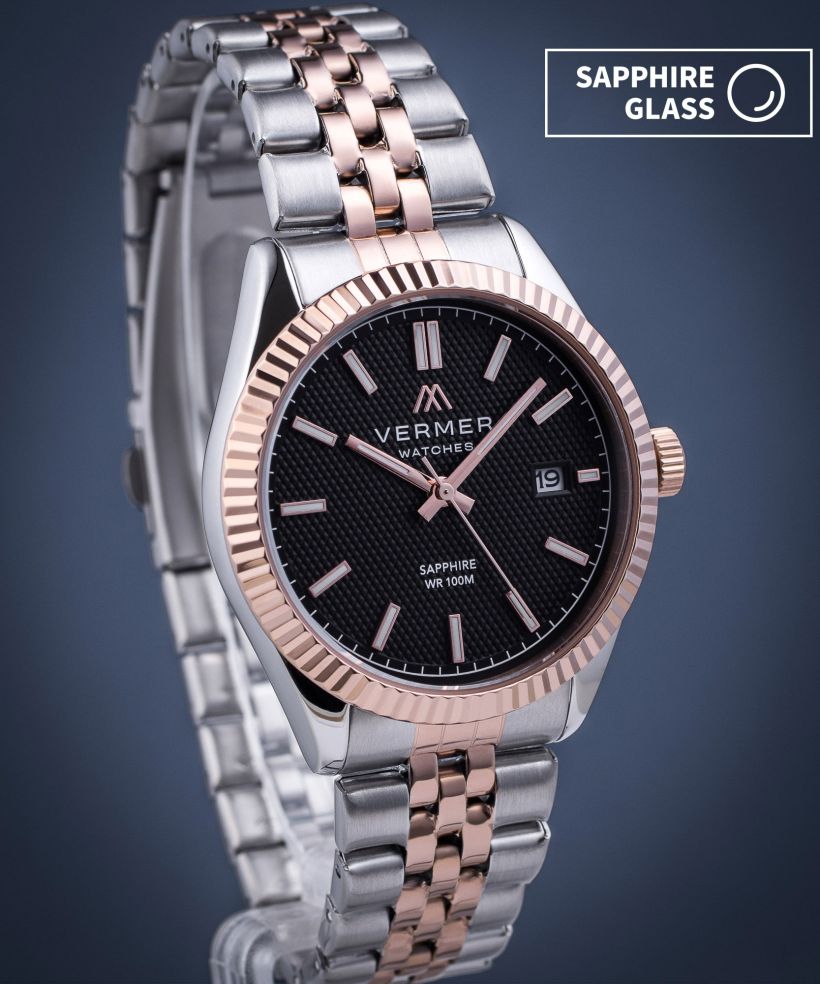 Годинник Чоловічий VERMER Ionian Black Silver-Rose Gold Steel