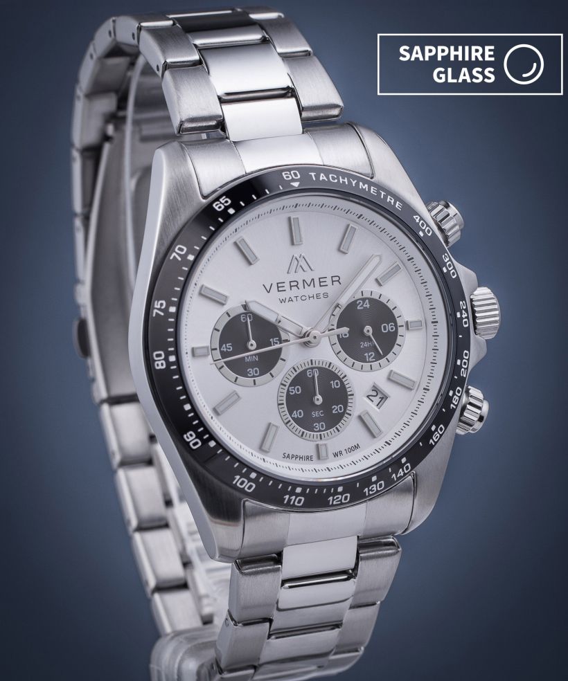 Годинник Чоловічий VERMER Tasman Full Silver Steel Chrono