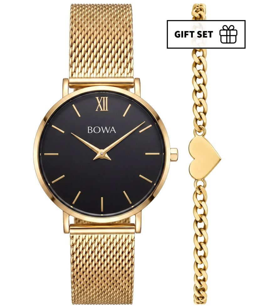 BOWA London Black-Gold 33 Gift Set (годинник + браслет)