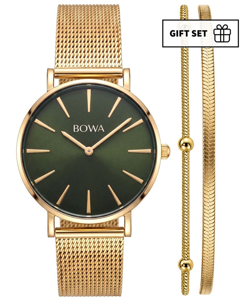 BOWA New York Petite Green-Gold Mesh 34 Gift Set (годинник + браслет)