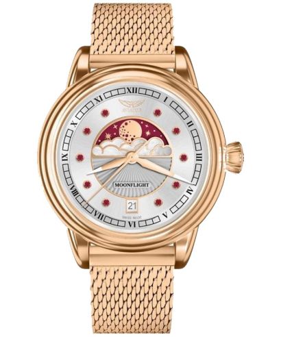 Годинник Жіночий Aviator Moonflight Gemstone Edition Silver Red Ruby Limited Edition