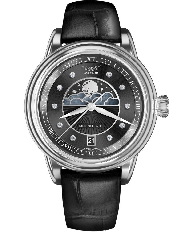 Годинник Жіночий Aviator Douglas Moonflight Black Diamonds Limited Edition