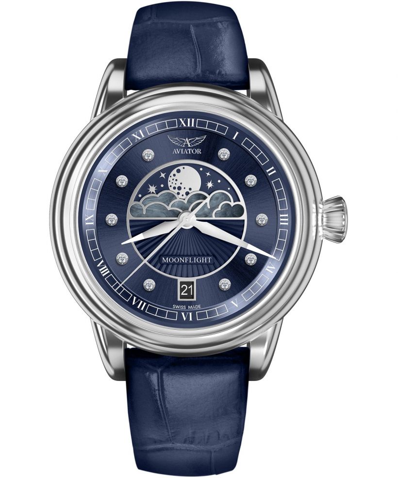 Годинник Жіночий Aviator Douglas Moonflight Blue Diamonds Limited Edition