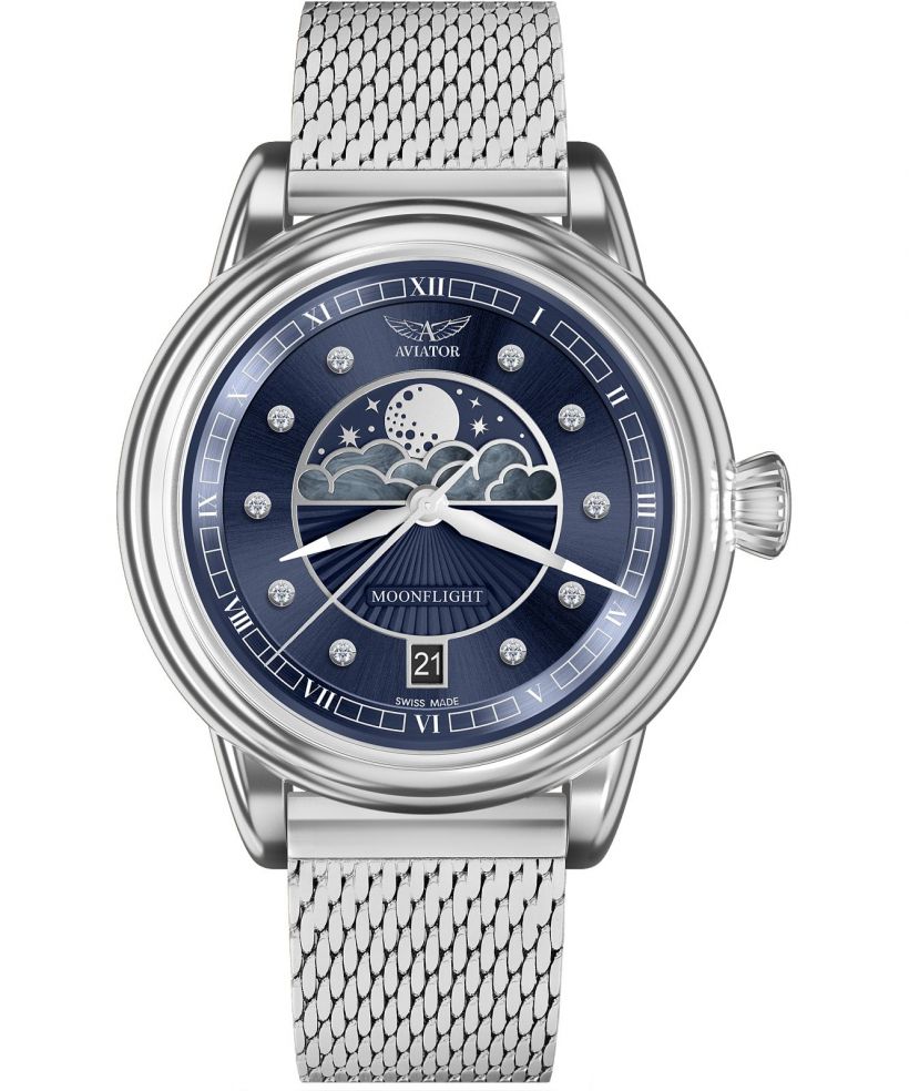 Годинник Жіночий Aviator Douglas Moonflight Blue Diamonds Limited Edition