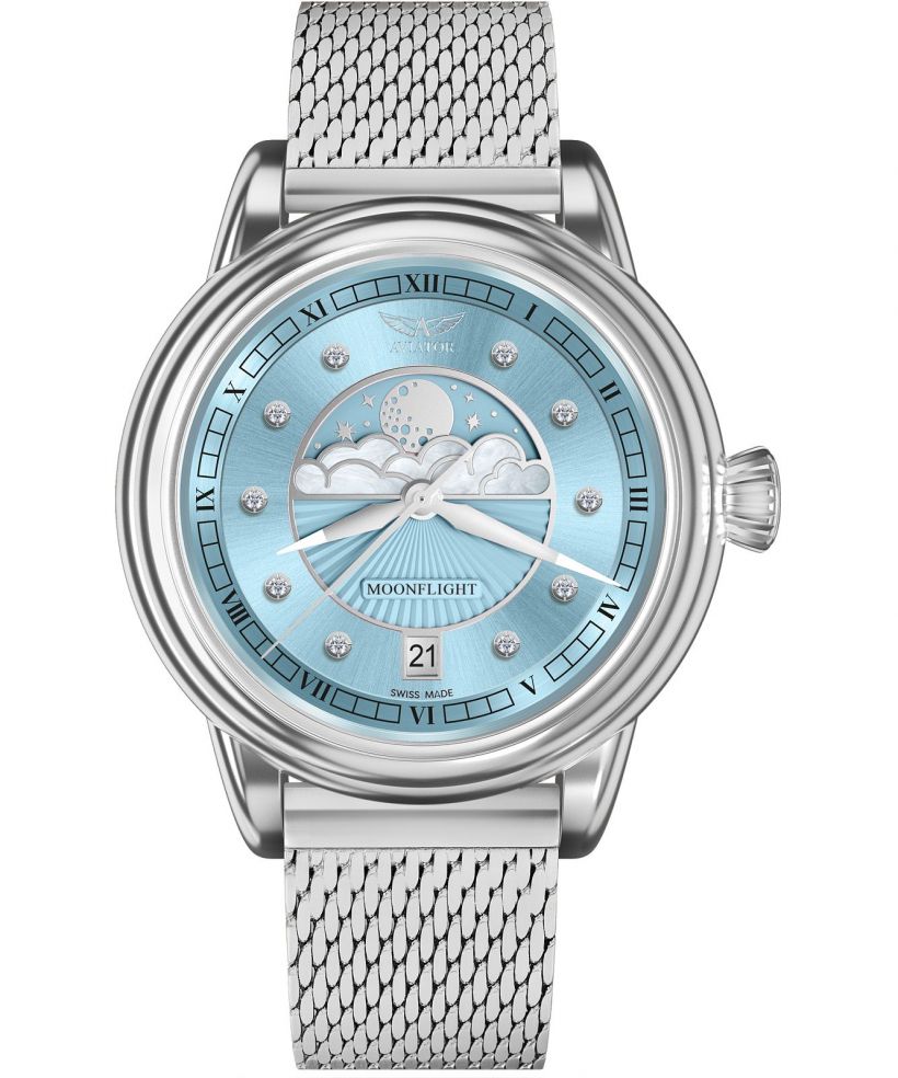 Годинник Жіночий Aviator Douglas Moonflight Ice Blue Diamonds Limited Edition