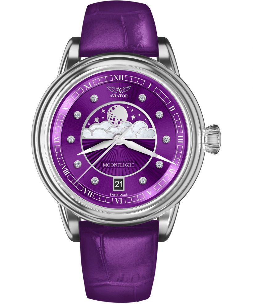 Годинник Жіночий Aviator Douglas Moonflight Purple Diamonds Limited Edition