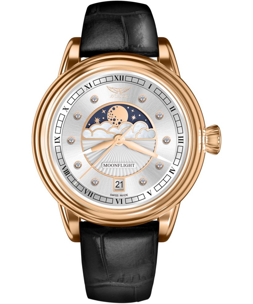 Годинник Жіночий Aviator Douglas Moonflight Silver Diamonds Limited Edition