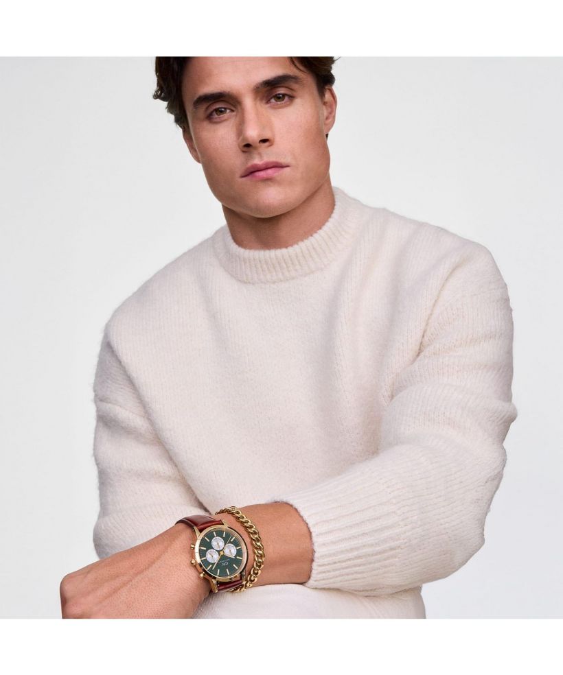 Годинник Чоловічий Daniel Wellington Iconic St Mawes Emerald Panda Gold Chronograph