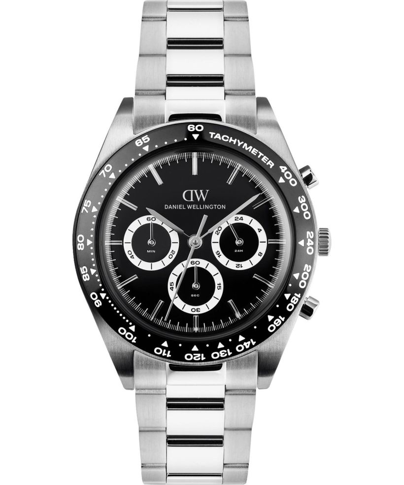 Годинник Чоловічий Daniel Wellington Iconic Tachymeter 3-Link Black Silver 42mm Chronograph