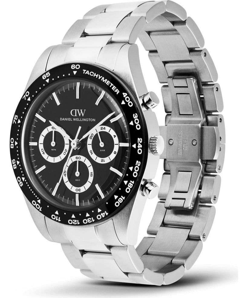 Годинник Чоловічий Daniel Wellington Iconic Tachymeter 3-Link Black Silver 42mm Chronograph