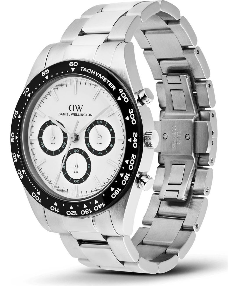 Годинник Чоловічий Daniel Wellington Iconic Tachymeter 3-Link Silver 42mm Chronograph