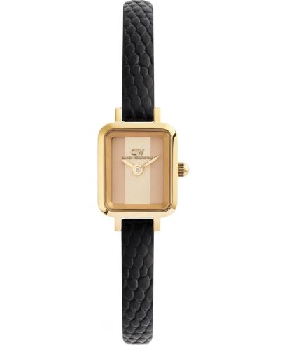 Годинник Жіночий Daniel Wellington Quadro Mini Black Lizard Conwy Gold 15mm