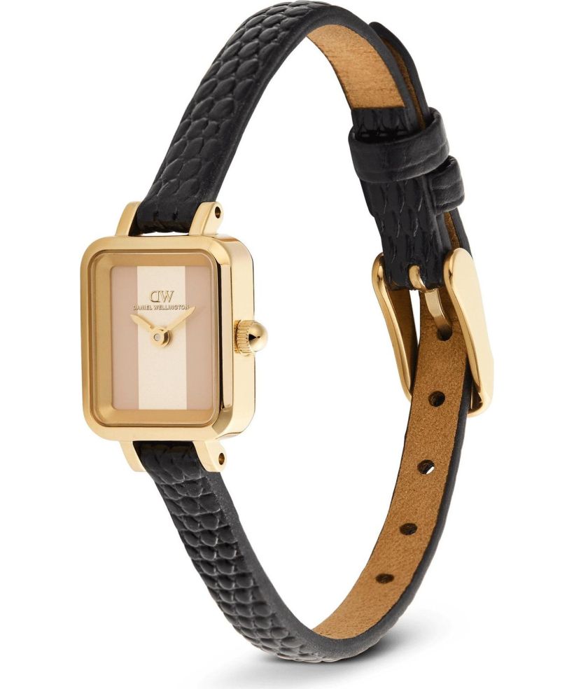Годинник Жіночий Daniel Wellington Quadro Mini Black Lizard Conwy Gold 15mm