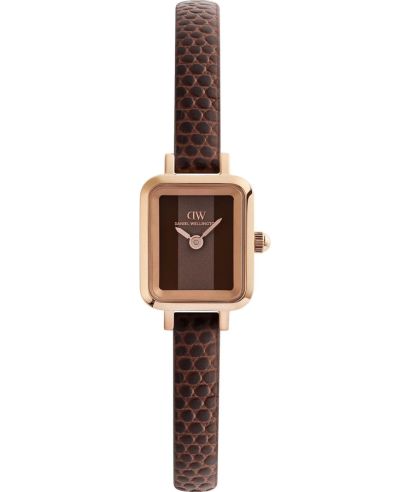 Годинник Жіночий Daniel Wellington Quadro Mini Brown Lizard Padstow Rose Gold 15mm