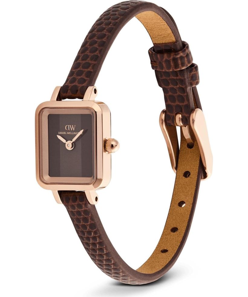 Годинник Жіночий Daniel Wellington Quadro Mini Brown Lizard Padstow Rose Gold 15mm