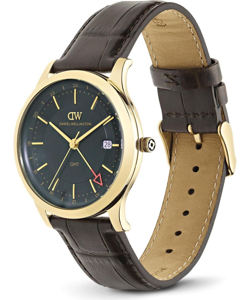 Годинник Чоловічий Daniel Wellington Pathfinder GMT Brown-Croc Green Gold 39mm